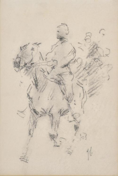 JOSEP CUSACHS I CUSACHS (1851-1908). ‘Sketch from life, man on horseback’.