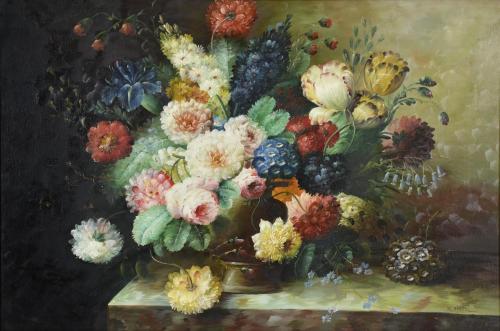 PROBABLY ENGLISH SCHOOL, 20TH CENTURY. 'Still life with flowers'.