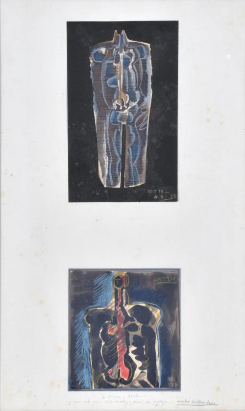 NESTOR BASTERRETXEA ARZADUN (1924-2014).  Pair of drawings of ‘Idittu’, 1973.