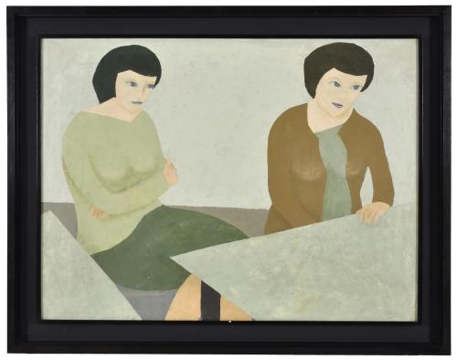 DIONISIO BLANCO ORTEGA (1927-2003).  ‘Two girls sitting in 