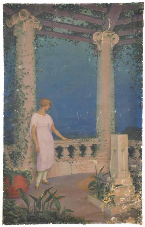 DIONÍS RENART GARCÍA (1878-1946).  'Girl playing the flute', circa 1925. 