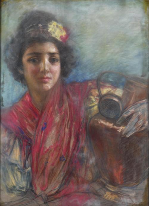 ATTRIBUTED TO JULIO BORRELL (1877-1957). 'Girl with a shawl and a jug'.