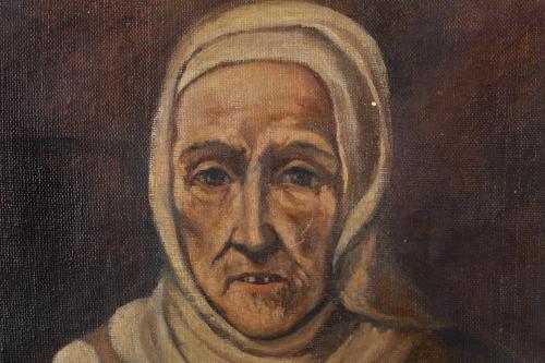 20TH CENTURY SPANISH SCHOOL. ‘Old woman with a rooster’.