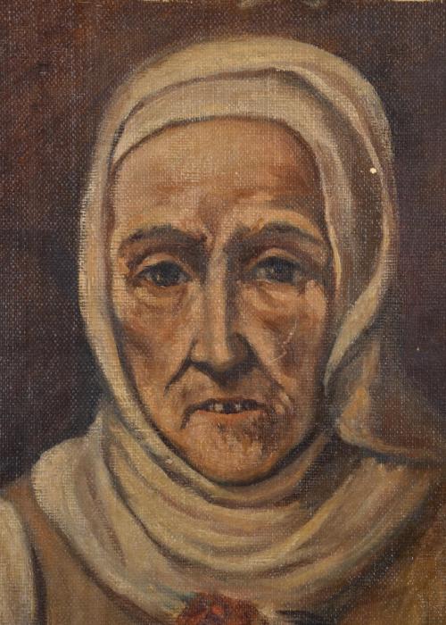 20TH CENTURY SPANISH SCHOOL. ‘Old woman with a rooster’.