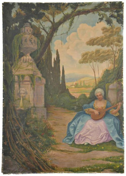 DIONÍS RENART GARCÍA (1878-1946).  ‘Girl at the pavilion’.