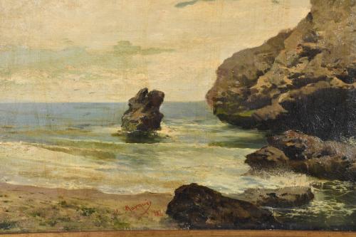 JOSEP Mª MARQUÉS I GARCÍA (1862-1938). &#39;Seascape&#39;, 1882.