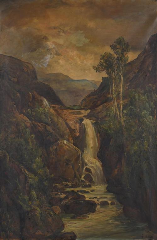 RICARDO MARTÍ AGUILÓ (1868-1936). 'Landscape with a cascade'.