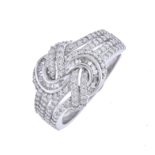 Knot-shaped diamonds ring.
