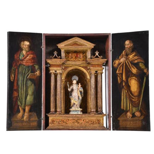 17TH CENTURY SPANISH SCHOOL. Portable altar or oratory.