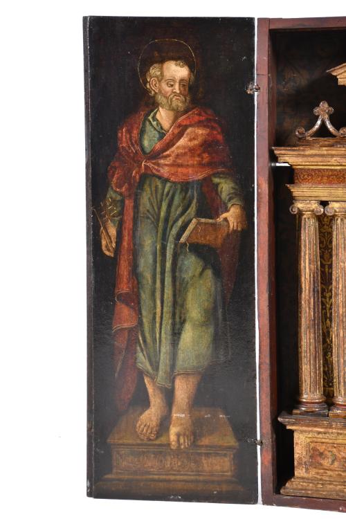 17TH CENTURY SPANISH SCHOOL.  Portable altar or oratory.
