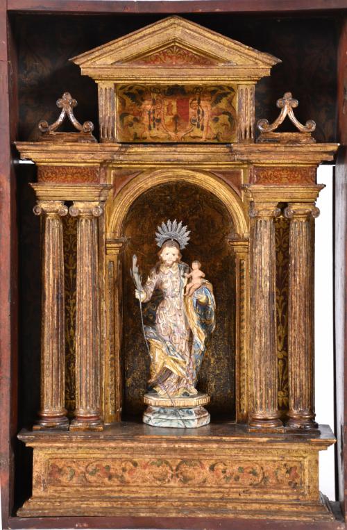 17TH CENTURY SPANISH SCHOOL.  Portable altar or oratory.