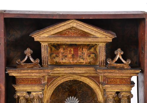 17TH CENTURY SPANISH SCHOOL.  Portable altar or oratory.