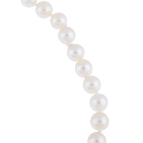 Single strand pearls necklace.