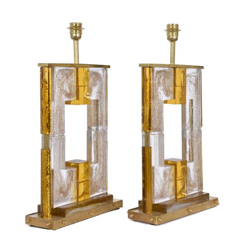 Pair of Murano glass lamps, circa 1960 - 1970.