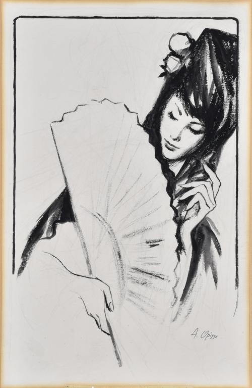 ALFRED OPISSO CARDONA (1907-1980). 'Girl with a shawl and a fan'. 