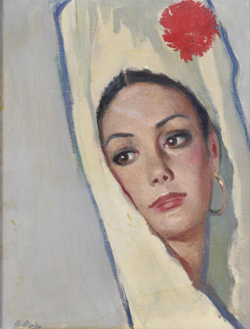 ALFRED OPISSO CARDONA (1907-1980). ‘Girl with a shawl and carnation'.