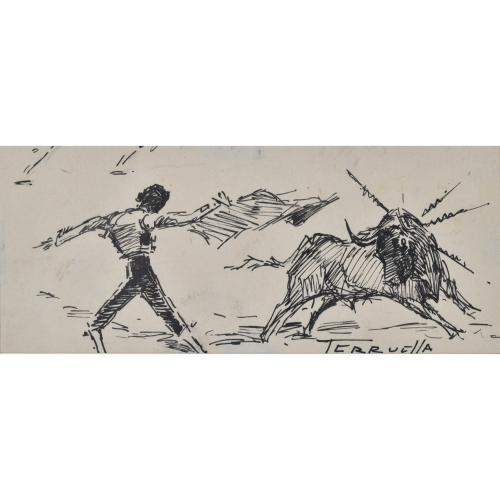JOAQUIM TERRUELLA MATILLA (1891-1957). Set of 3 drawing on 
