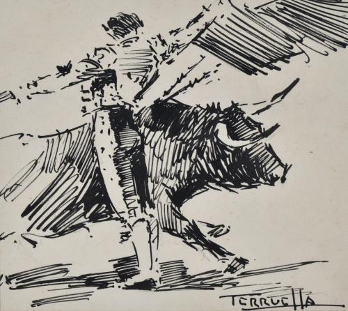 JOAQUIM TERRUELLA MATILLA (1891-1957). Set of 3 drawing on 