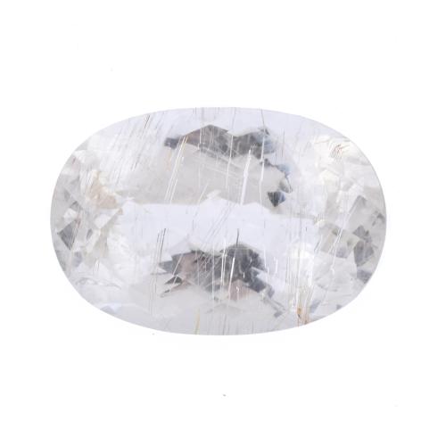 Unmounted smoky rutilated topaz.
