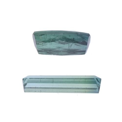 Lot of two unmounted green tourmalines.