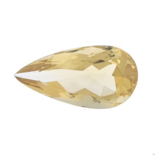 Pair of unmounted pear cut citrines of 24.6 ct and 23.9 ct.