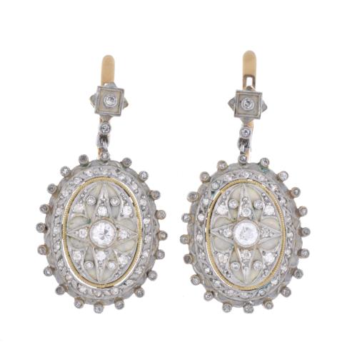 SUNYER. Pendientes con diamantes. Circa 1930