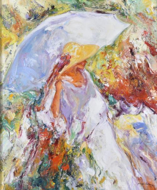 JOSÉ ANTONIO PINEDA BUENO (MOTRIL, 1950) ‘Woman with a parasol’.