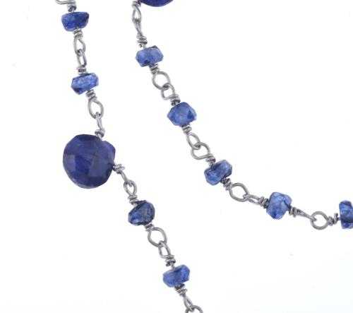 Long necklace with sapphires and sillimanite.