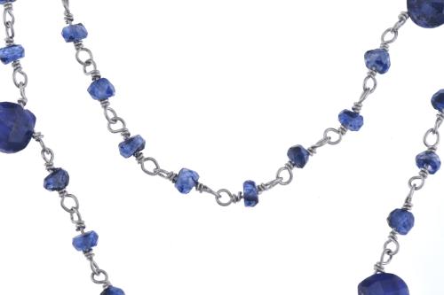 Long necklace with sapphires and sillimanite.