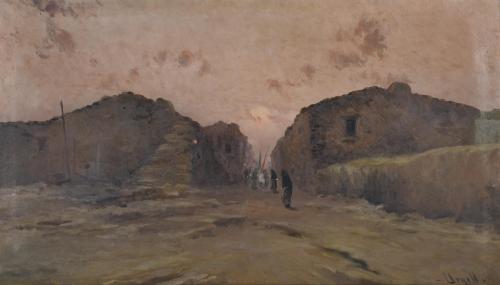 MODEST URGELL I INGLADA (1839-1919). ‘Landscape with a procession’.