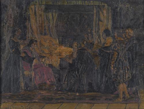 EDUARDO VICENTE (1909-1968).  Copy of ‘Isabella the Catholic dictating her will’ by Eduardo Rosales. 1930.