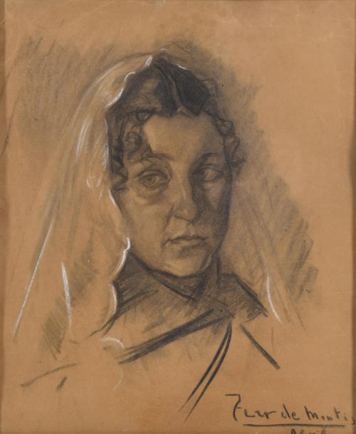 MARIANO TUR DE MONTIS (1904-1994). 'Portrait of a woman with a shawl'.