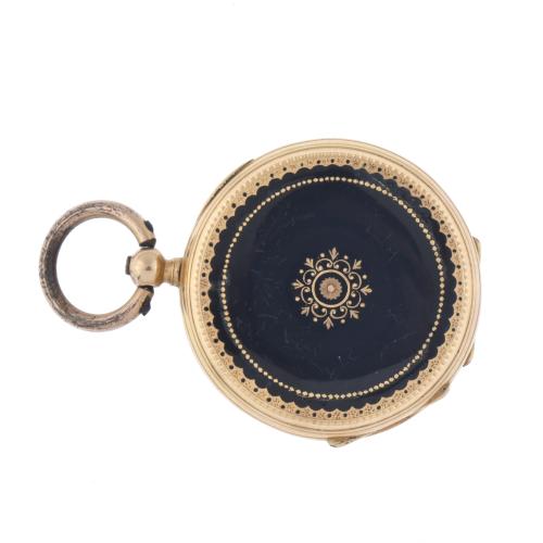 VACHERON, Reloj de bolsillo en oro y esmalte.