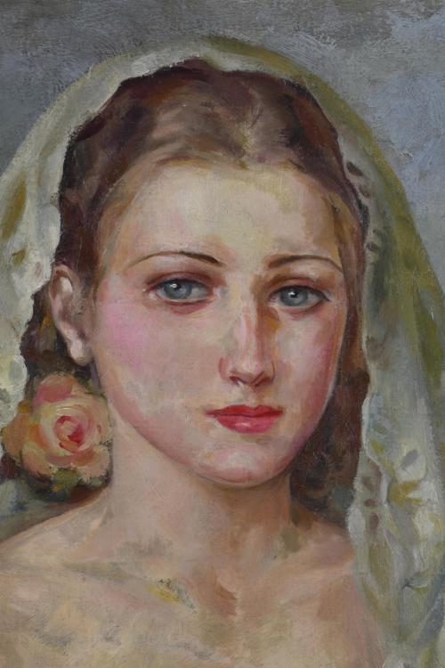 CARMEN OSÉS (1898-1961).  ‘Girl with a fan and a shawl&#39;.