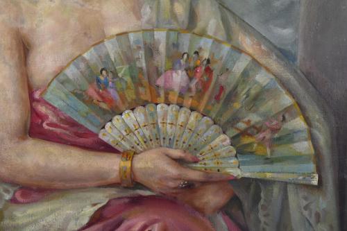 CARMEN OSÉS (1898-1961).  ‘Girl with a fan and a shawl&#39;.