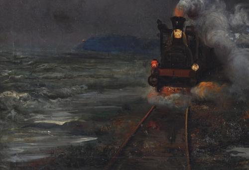 RICARD MARTI AGUILO (1868-1936) &#39;Calella train&#39;.