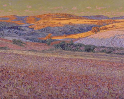 MIGUEL BARBERO (1953). 'Campos al caer la tarde. Palmaces, Guadalajara'.