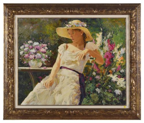 JOSÉ MIGUEL ROMÁN FRANCÉS (1957).  &#39;Girl wearing a hat&#39;.