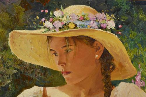 JOSÉ MIGUEL ROMÁN FRANCÉS (1957).  &#39;Girl wearing a hat&#39;.