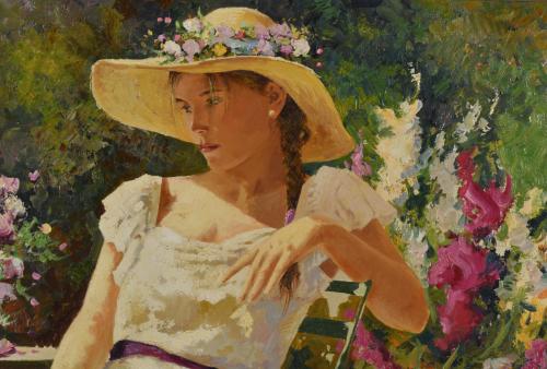 JOSÉ MIGUEL ROMÁN FRANCÉS (1957).  &#39;Girl wearing a hat&#39;.