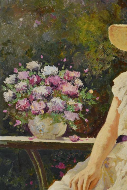 JOSÉ MIGUEL ROMÁN FRANCÉS (1957).  &#39;Girl wearing a hat&#39;.