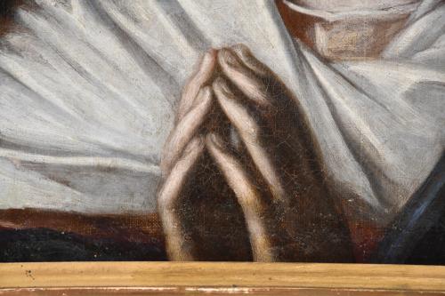 ESCUELA ITALIANA, SIGLO XIX. "Virgen en oración", a partir 