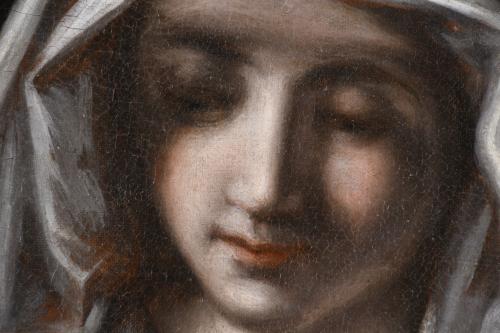 ESCUELA ITALIANA, SIGLO XIX. "Virgen en oración", a partir 