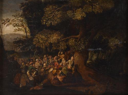 PROBABLY 17TH CENTURY DUTCH SCHOOL. "The preaching of Saint John the Baptist".