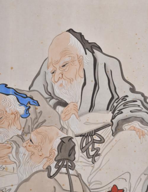 WANG LING REN. "Nueve sabios", siglo XX. 