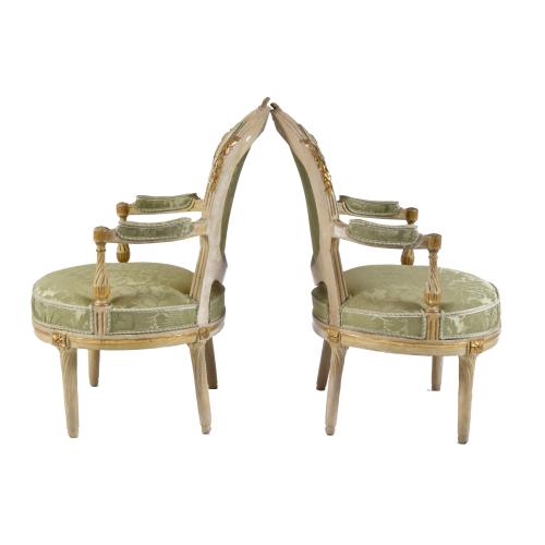 Juego de canapé y cuatro sillones estilo Luis XVI, siglo XI