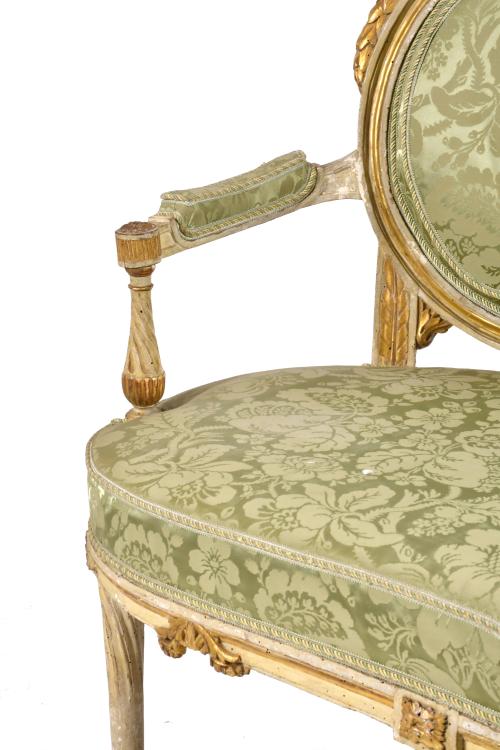 Juego de canapé y cuatro sillones estilo Luis XVI, siglo XI