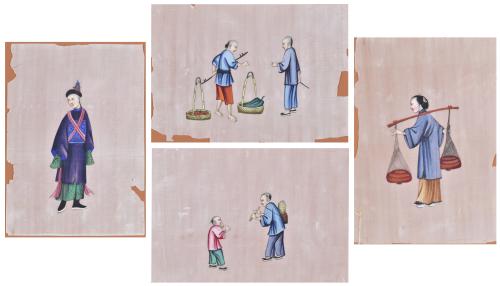 20TH CENTURY CHINESE SCHOOL. Set of four genre scenes.