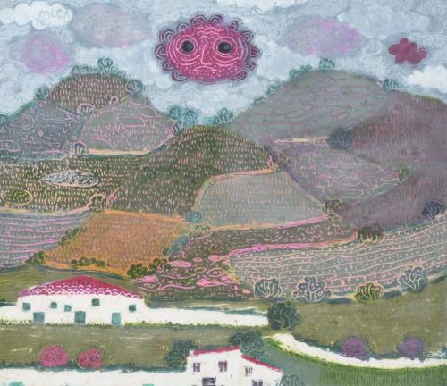 TOMÁS MECA VIVES (1919-1979). "Paisaje con casas", 1976. 