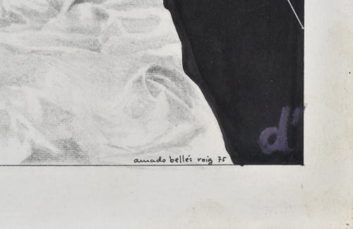 AMADO BELLES ROIG (1949). "Mujer desnuda en la cama", 1975.